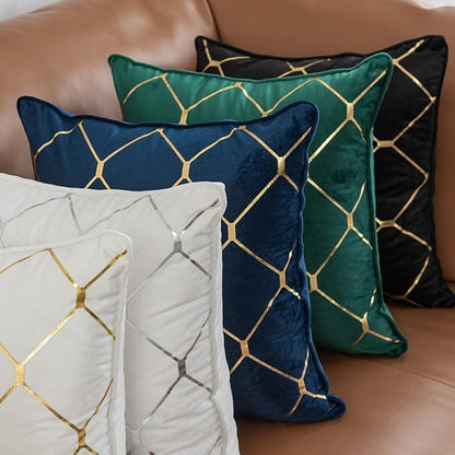 WACOMECO Gold Throw Pillow Covers, Pack of 2 Soft Velvet Decorative Cushion Covers for Couch Sofa Home Decoration, White, 20x20 Inch