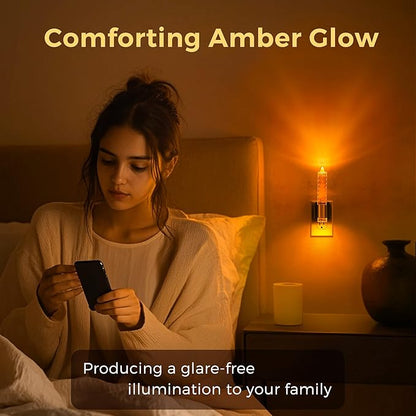 L LOHAS LED Night Light, Amber Candle Night Lights Plug into Wall, 0-100 LM Dimmable Nightlight, Plug in Acrylic Diamond Night Light with Dusk to Dawn Sensor, for Bathroom Hallway