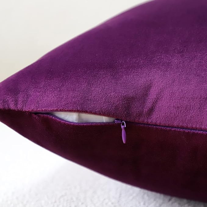 Artscope Luxury Velvet Pillow Covers Super Soft Decorative Square Throw Pillow Covers Case Cushion Covers for Sofa Couch Bedroom Car Decor 26x26 Inch Eggplant Purple