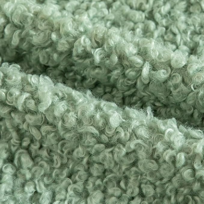 Yaertun Pack of 2 Faux Fur Throw Pillow Covers Decorative Sherpa Boucle Pillow Covers Fuzzy Soft Pillowcases Sheepskin Fleece Cushion Case for Couch Sofa Bed Living Room 18x18 Inch Sage Green