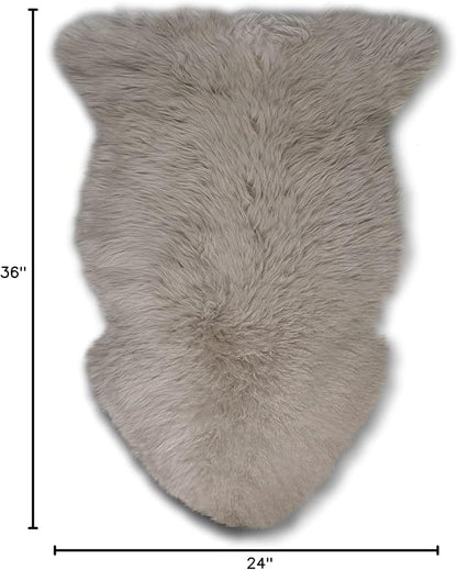 WaySoft New Zealand Sheepskin Area Rug – Genuine Fluffy Wool, Multiple Sizes, Bedroom or Living Room Decor(2ft x 3ft,Grey Beige)