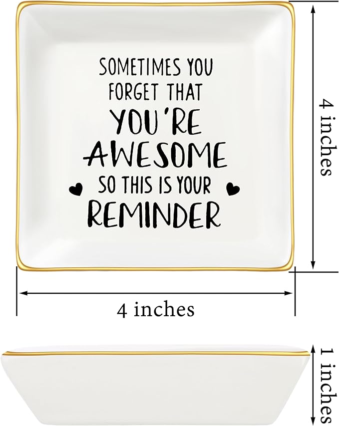JoycuFF Inspirational Birthday Gifts for Women Ring Dish, Best Friends You're Awesome Gifts For Women Her Mom Sister Coworker Christmas