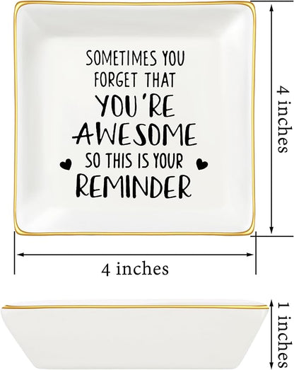 JoycuFF Inspirational Birthday Gifts for Women Ring Dish, Best Friends You're Awesome Gifts For Women Her Mom Sister Coworker Christmas