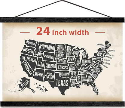 HONKKI Magnetic Poster Hanger Frame for 24x36 24x30 24x32 Movie Music Posters Wall Art,Black Wood Picture Frames for Canvas Diamond Map Decor, Living Room Calendar Banner Tapestry Photo Hanging Stand
