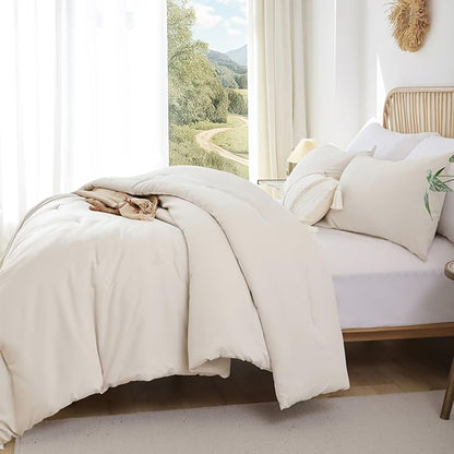 ROSGONIA California King Comforter Set Beige, 3pcs (1 Boho Cal King Comforter & 2 Pillowcases), All Season Bedding Soft Bedspread Blanket Quilt