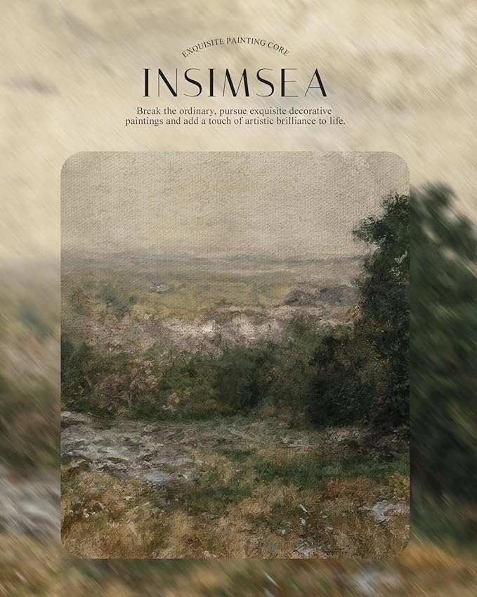 InSimSea Gold Framed Canvas Wall Art Room Decor Vintage Rustic Field Landscape Wall Decoration Prints for Bedroom Living Room Bathroom Farmhouse Retro Botanical Artwork Prints Home Decor 16×13in