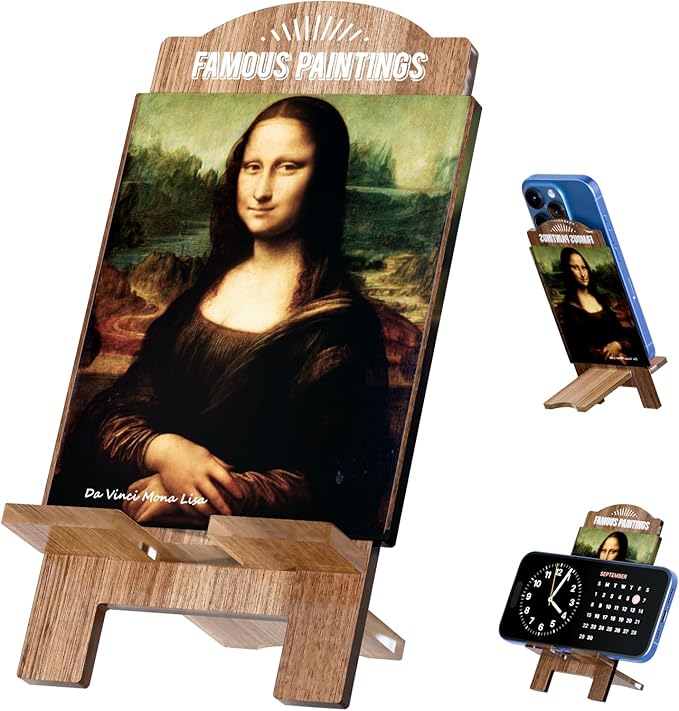 Creative Masterpiece Painting Board Phone Stand for Stylish Desktop Display – Complete Set of Acrylic Decorations, Ideal Gift Option! (Mona Lisa - da Vinci)