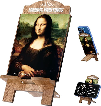 Creative Masterpiece Painting Board Phone Stand for Stylish Desktop Display – Complete Set of Acrylic Decorations, Ideal Gift Option! (Mona Lisa - da Vinci)