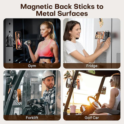 [2 Pack] OMOTON 360°Rotating for MagSafe Tripod, Adjustable Aluminum Magnetic Phone Tripod for iPhone 17/16/15/14 Pro Max Air, Foldable Cell Selfie Stick Fits Vlog, Gym, Travel Essentials