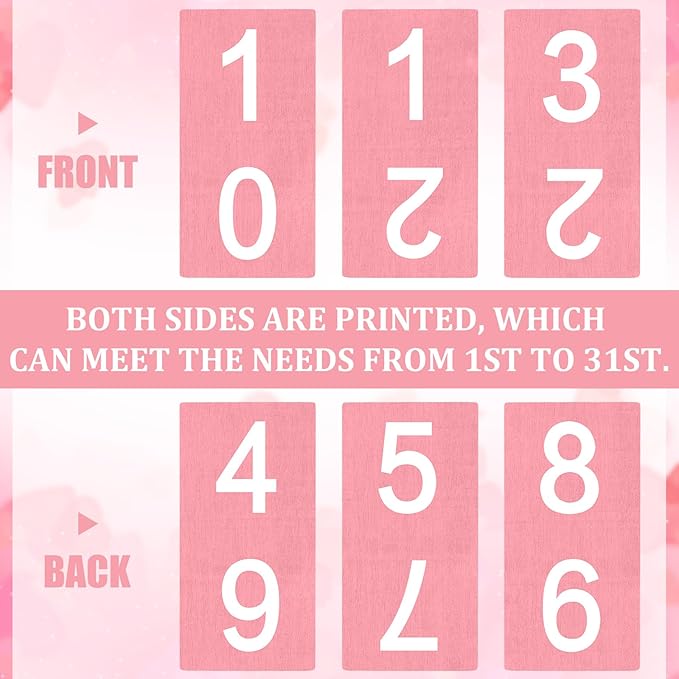 Pink Tulip Wood Block Perpetual Calendar Coquettish Desk Decor Cute Month Week Date Display Decorative Block Calendar for Women Office Home Desk Gift for Women