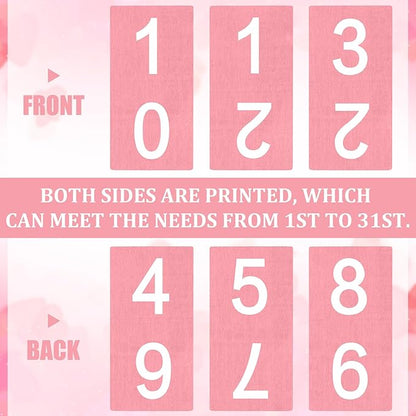 Pink Tulip Wood Block Perpetual Calendar Coquettish Desk Decor Cute Month Week Date Display Decorative Block Calendar for Women Office Home Desk Gift for Women