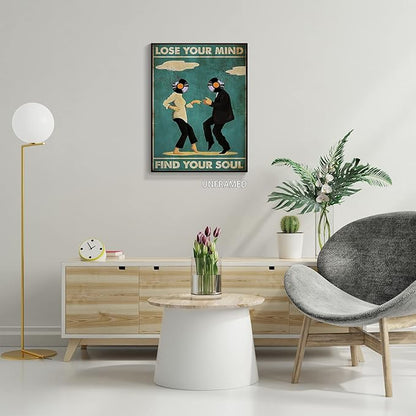 YuzhongART Vintage Classic Movie Fiction posters for room aesthetic Spiritual Quotes Lose Your Mind Find Your Soul Canvas Wall Art Cool Music Dance Wall Decor Painting for Bedroom 16x24in Unframed