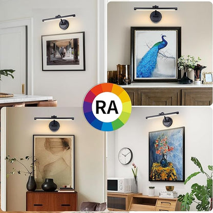 Hardwired 15.7 Inch 7W Black Picture Lights for Wall LED Picture Frame Light Dimmable Painting Lights for Wall Portrait Artwork Warm White
