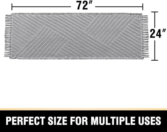 H.VERSAILTEX Waffle Bath Runner Rug Long Bath Mat Super Absorbent Boho Bath Rugs Non Slip Bath Runner for Bathroom Floor Machine Washable Dry Fast Bathroom Rugs with Tassels, 24" x 72", Dove
