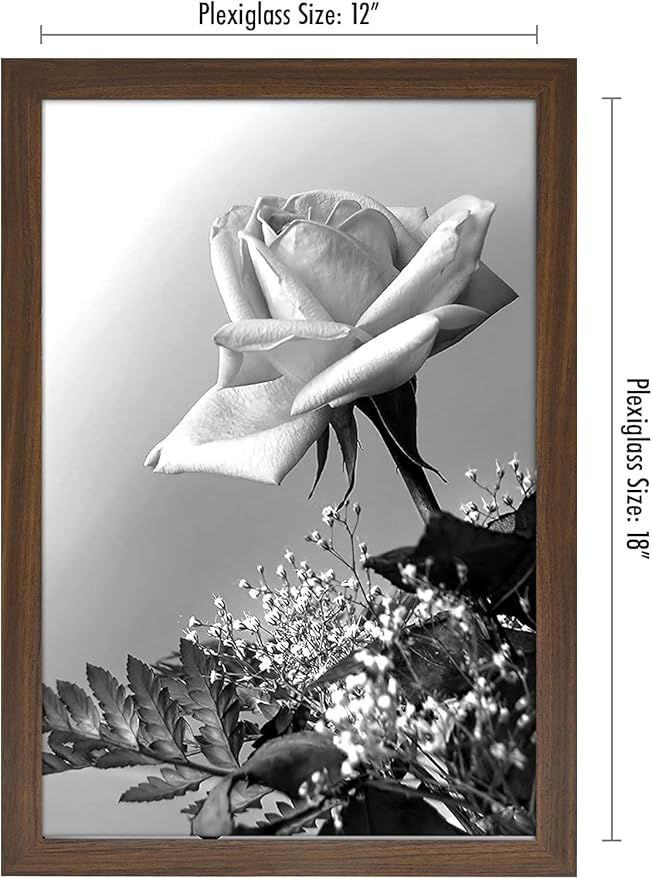 Americanflat 12x18 Poster Frame with Polished Plexiglass - Wide Picture Frames Made of Engineered Wood for Vertical or Horizontal Wall Display - Epic Collection - Mahogany