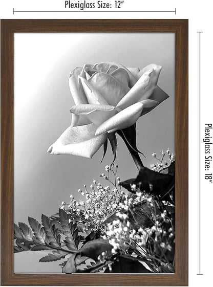 Americanflat 12x18 Poster Frame with Polished Plexiglass - Wide Picture Frames Made of Engineered Wood for Vertical or Horizontal Wall Display - Epic Collection - Mahogany