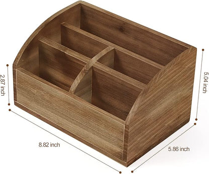 OKSQW Wooden Desk Organizer, Solid Wood Pen Holder for Desktop Organizer, No Need Assembly, Home Office Supplies Workspace Organizers Mail Holder Remote Control Countertop Storage Box