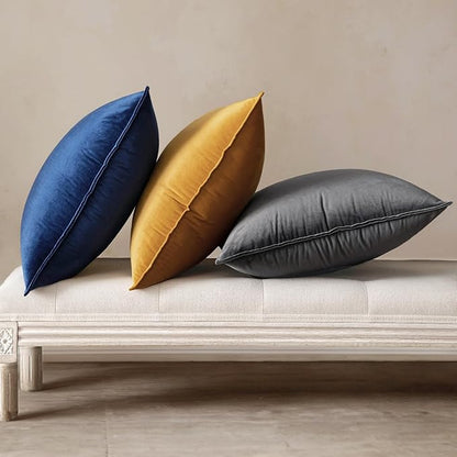 MIULEE Pack of 2 Navy Blue Decorative Velvet Throw Pillow Cover Soft Pillowcase Solid Square Eruo Sham Cushion Case for Sofa Bedroom Car 26x26 Inch