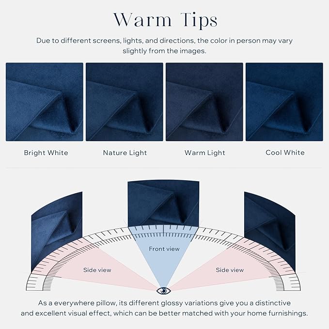 Phantoscope Pack of 2 Velvet Decorative Throw Pillow Covers Soft Solid Square Cushion Case for Couch Navy Blue 26 x 26 inches 65 x 65 cm