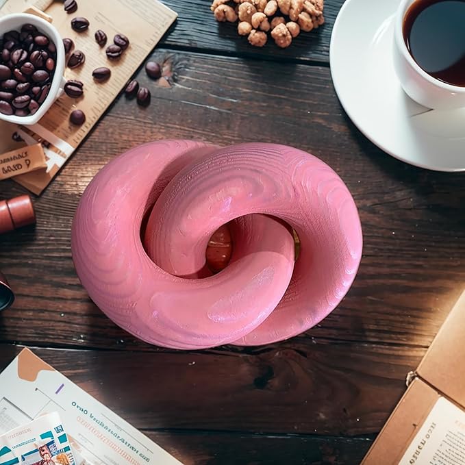 Wood Knot Décor--2 Link Wooden Chain Link Home Decor,Coffee Table Decor Book Shelf Decor Accents Art Decor Living Room Decor Items (Pink)