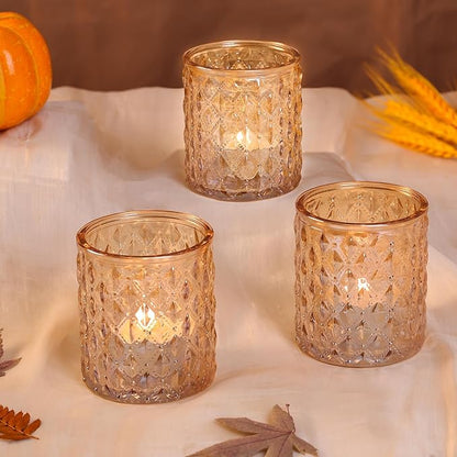 8Pcs Large Votive Candle Holders Gold Tea Light Candle Holders Glass Candle Holder for Wedding, Bridal Shower,Table Centerpiece,Party, Home Decor