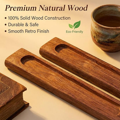 2Pcs Wood Incense Holder for Sticks 9.8" Wood Incense Burner Holder Stick Holders with Catcher Wooden Stick Incenses Burner with Adjustable Angle