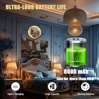 Dimmable Moon Wall Lamp, Rechargeable Battery Operated Wall Sconce Moon Lights with Remote, 3 Color Indoor Wall Mounted Lighting Ceiling Light for Living Bedroom Birthday Christmas Gift - 12 inch