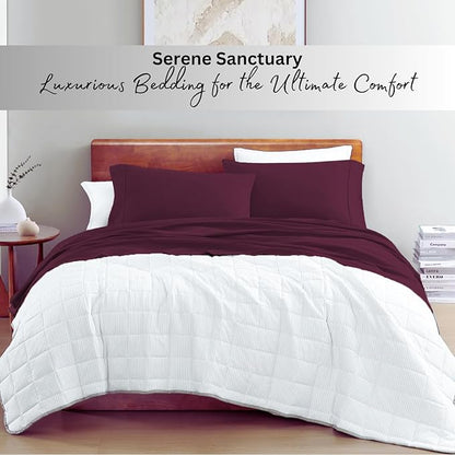 LANE LINEN 100% Organic Cotton Eco Friendly Sustainably Produced Twin XL Sheet Set, Mercerized Soft & Comfy Extra Long Twin Bedding Set, Naturally Cooling Cotton Sheets- Windsor Wine
