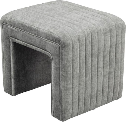 Get Set Style Vanity Stool Chair,Modern Velvet Ottoman Foot Stool with Wooden Legs Sofa Bench Footstool Extra Seat for Vanity,Makeup Room,Living Room,Entryway,Office (Fully Assembled) (Dark Grey)