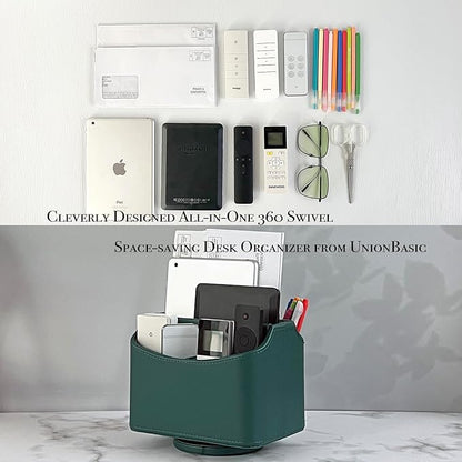 UnionBasic Rotating Desk Organizer, 360 Degree Desk Spinning Caddy, Desktop TV Guide/Mail/Media/Remote Controller Holder Organizer, Vintage Green