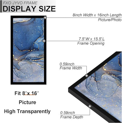 8x16 Picture Frame Set of 6, Black Frame for 8 x 16 Inch Picture Poster Photo, Light Weight and High Transparent 8 by 16 Frame for Wall - 6 Pack/Black/8"x16"