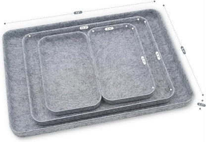 Welaxy EDC Catchall Desk Organizer felt DND dice rolling tray stylish nightstand Entryway Bedside Caddy for Keys Phone Wallet Watch Glasses Pens Office Accessory 4-piece (Gray)