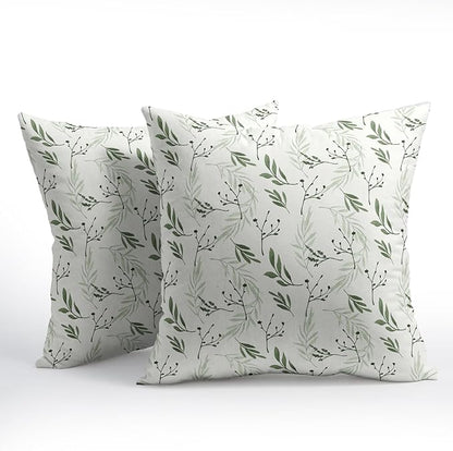 Sage Green Spring Pillow Covers 22x22 Set of 2 Leaves Throw Pillow Covers Neutral Pillowcase Linen Decoration Farmhouse Soft Decorative Plants Vintage Cushion Case Couch for Indoor Outdoor Home Decor