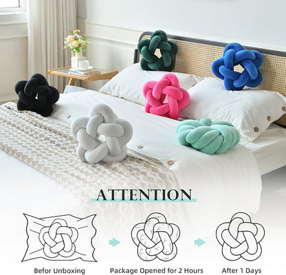 Star Shaped Knotted Pillow Soft Plush Throw Pillow Nordic Style Knot Room Decor for Home Office Sofa Couch Bed (White 12.59 in)