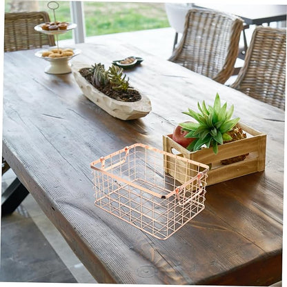 GLEAVI Nordic Style Wire Basket with Handle Iron-art Storage Organizer for Home and Office Decorative Storage Solution for Toys and Blankets