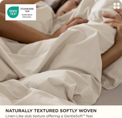 Bedsure Cotton Duvet Cover Full - Luxury Slub Weave 100% Cotton Duvet Cover with a Linen Like Textured, Easy Change Durable Bedding, Ivory, 80" x 90"