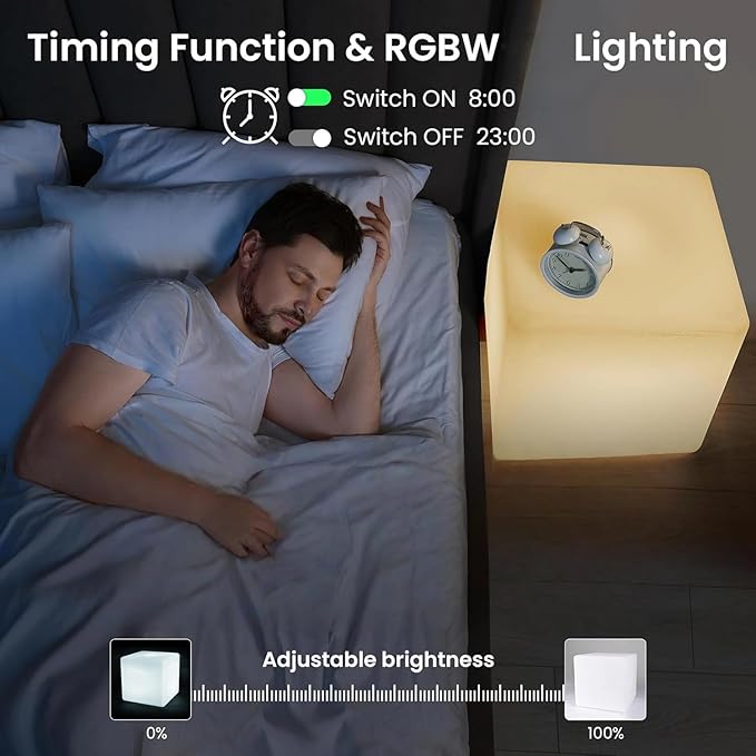 LOFTEK 12-inch LED Cube Lights: Rechargeable RGB Colors Changing Light with Remote Control, IP65 Waterproof LED Furniture Stool Table, Night Lighting for Home Outdoor Pool Bar Party Decor
