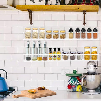 Acrylic Spice Rack Wall Mount 15 Inch Clear Floating Shelves Invisible Hanging Kids Bookshelf for Kitchen Office Bathroom (2 Pack)