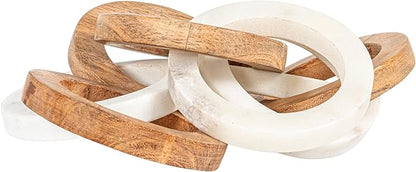 Creative Co-Op Acacia Wood and Marble Chain with 8 Links