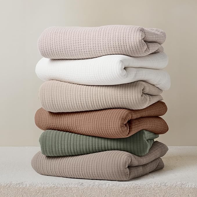 EVERGRACEHOME Cotton Gauze King Bedspread, Ultra Soft Prewashed Pick Stitch Matelassé Coverlet, Lightweight Textured Oversized King Quilt Bedding Set for All Season, with 2 Shams, Terracotta Clay