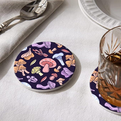 Coasters Set of 6 Ceramic Drink Coaster with Cork Base Modern Style Coasters for Mugs and Cups Office Kitchen 4 in
