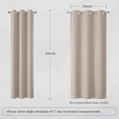 DUALIFE Light Brown Curtains for Bedroom - Warm Taupe Curtains for Kids Room Darkening Thermal Insulated Blackout Curtain Panels Grommet Top 38 x 45 Inch Length