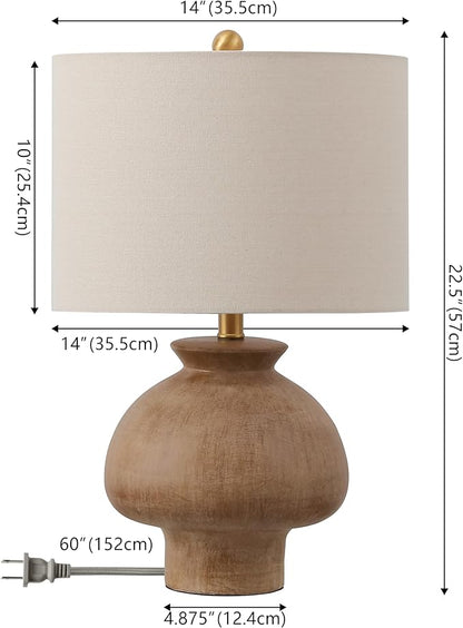 SAFAVIEH Lighting Collection Noam Light Brown Ceramic 23-inch Table Lamp (LED Bulb Included)