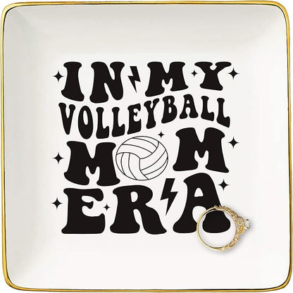 NZY Gifts for Volleyball Coach,in My Volleyball Mom Era,Game Day Presents for Sport Mom,Mother's Day Birthday Christmas Gifts for Mother Mama-Ceramic Jewelry Tray Trinket Holder Ring Dish