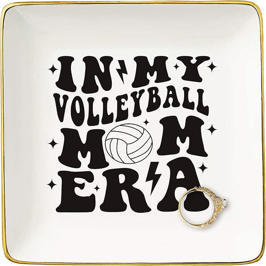 NZY Gifts for Volleyball Coach,in My Volleyball Mom Era,Game Day Presents for Sport Mom,Mother's Day Birthday Christmas Gifts for Mother Mama-Ceramic Jewelry Tray Trinket Holder Ring Dish