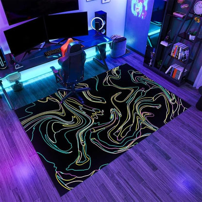 Abstract Colorful Lines Rug 5x7 Area Rugs Minimalist Art Design Rugs Soft Faux Wool Washable Non Slip Carpet for Teens Boys Girls Kids Room Living Room Bedroom Entry Floor Mats