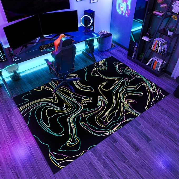 Abstract Colorful Lines Rug 2x3 Small Area Rugs Minimalist Art Design Rugs Soft Faux Wool Washable Non Slip Carpet for Teens Boys Girls Kids Room Living Room Bedroom Entry Floor Mats
