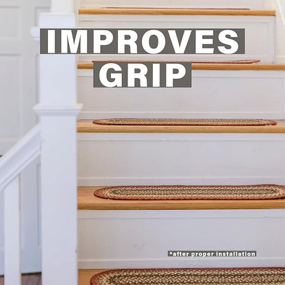 Homespice Chester Jute Braided Stair Treads for Wooden Steps, Country Cabin Decor, Set of 13, Red 8x28 Rectangle Rug for Stairs - Easy to Clean, Tightly Stitched and Durable