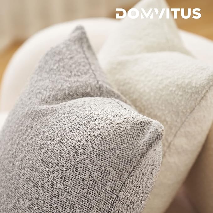 DOMVITUS Boucle Pillow Covers 20x20 Luxury Throw Pillow Covers Decorative Pillows for Bed Sofa Pillows for Living Room Accent Couch Pillows Soft Cushion Case, 1PC, Sand Grey