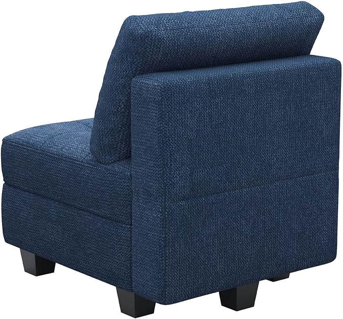 Belffin Middle Module Seat for Modular Sofa Sectional Couch with Storage Accent Armless Sofa Chair Modern Fabric Blue
